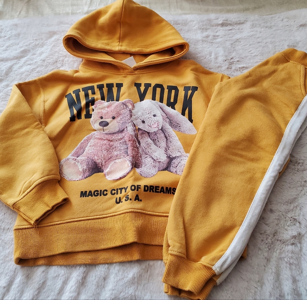 Zara Mustard Yellow Hoodie and Sweatpants Set